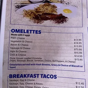 Menu prices
