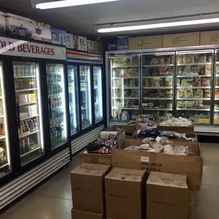 Frozen/refrigerated section in the back