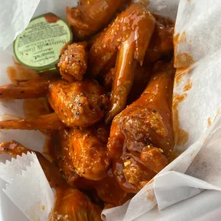 chicken wings in a basket