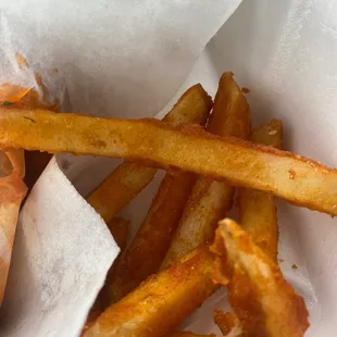 a hot dog and french fries