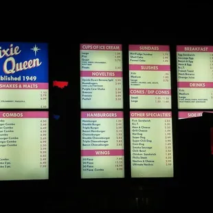 Dixie Queen Menu