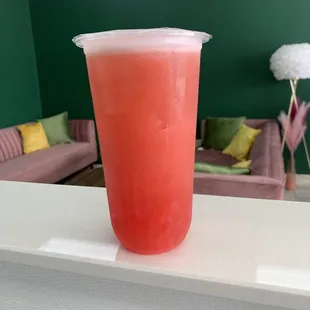 Strawberry black tea with strawberry pearls