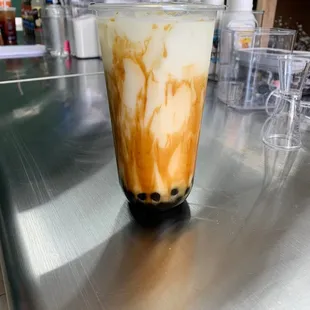 Tiger milk with brown sugar boba