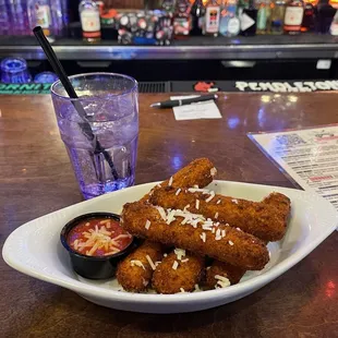 Mozzarella Cheese Sticks are the bomb plus a Bacardi Peach Rum and Sprite is so good.