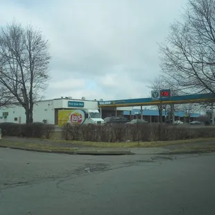 a view of a gas station