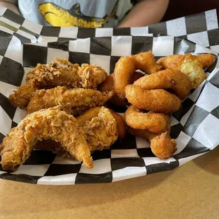Chicken tenders and Hushpuppies