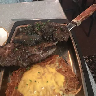 Ribeye wild mushrooms hashbrowns