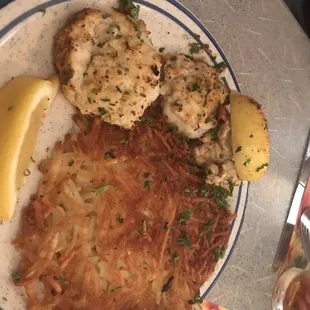 Hashbrowns and stuffed shrimp