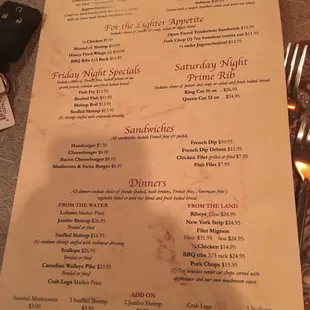 menu