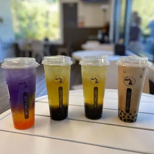 three different flavors of tea