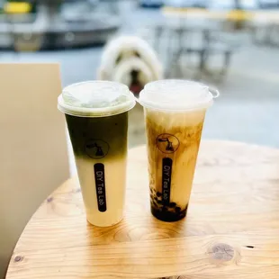 Brown Sugar Ruby Black Milk Tea, Organic Matcha Fresh Milk