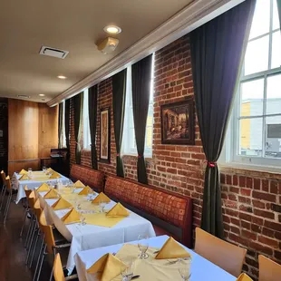 a long table with place settings