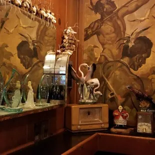 a display of glass vases