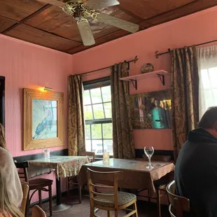 Inside. Very small place. Needs new paint and upkeep