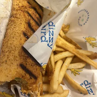 Hot Bird Wrap w/ side of fries