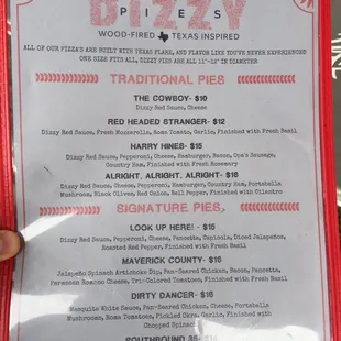 menu