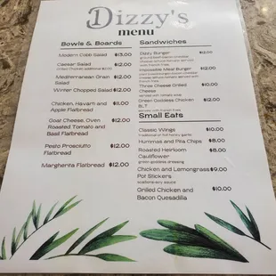 menu