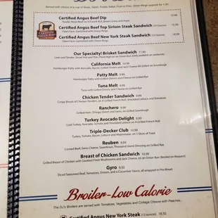 menu