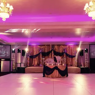 Wedding Reception Setup with two of our Rear View Projection screens.