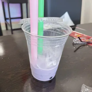 Taro bubble tea w tapioca bubbles (we were thirsty)