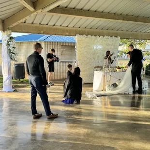 Bride &amp; Groom Cutting the cake.