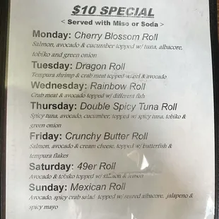 menu