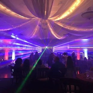 We can illuminate any room with our uplights and dance floor lights.