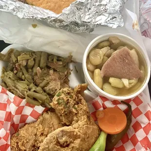 2 piece whole wing, 2 sides, cornbread, and drink lunch special