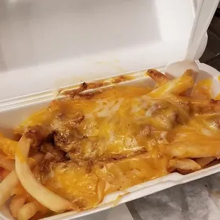 Delicious chili cheese fries.
