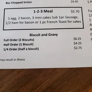 the menu for the restaurant