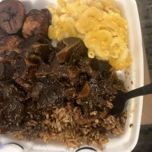 Oxtail Rice and Peas Plantains Macaroni Pie