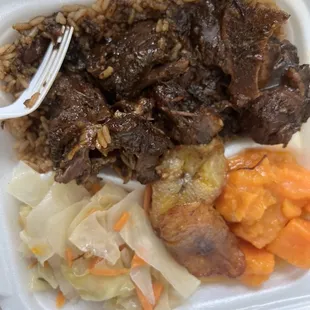 Oxtails  Cabbage  Yams  Plantains