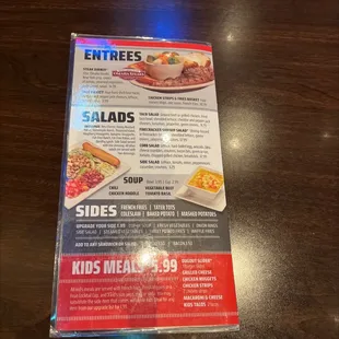 a menu for a restaurant