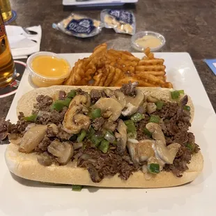 Philly Cheesesteak with waffle fries