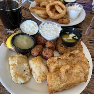 First plates of all-you-can-eat cod fish fry.