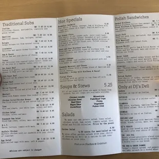 menu