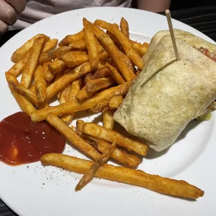 Chicken wrap with fries