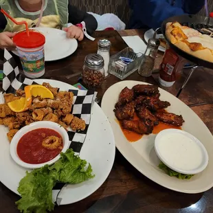 Wings and calamari