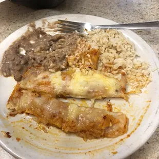 Cheese Enchilada with Rice &amp; Beans