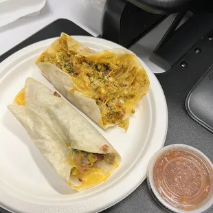 Sausage and Eggs Taco Breakfast with Cheese &amp; Chorizo and Eggs Taco Breakfast