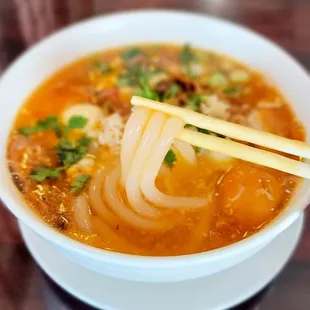 Close up of noodles - very soft and chewy