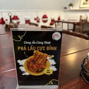  menu for a thai restaurant