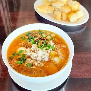 Banh canh with Chinese donuts