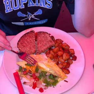 Veggie Omelette with toast and home fries