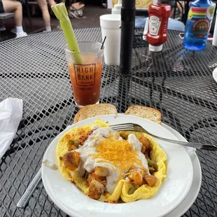 Skillet with loaded home fries and chorizo