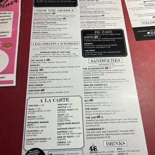 Breakfast menu