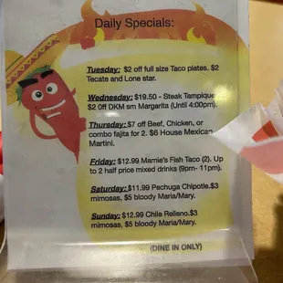 Daily specials