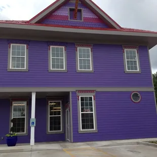 a purple building