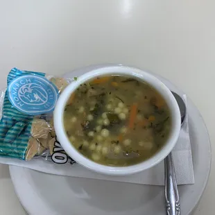 Italian Wedding soup... decent flavor, little salty, not crazy about the meatball texture...