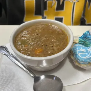 Stuffed pepper soup had one piece of bell pepper and the rice was so soft it was mush... didn&apos;t care for it